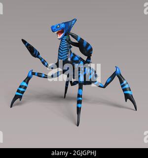 3d-Illustration einer isolierten Alien-Mantis Stockfoto