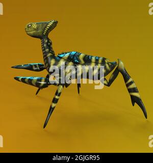 3d-Illustration einer isolierten Alien-Mantis Stockfoto