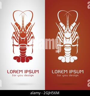 Vektorbild eines Hummerdesigns auf weißem Hintergrund und orangefarbenem Hintergrund, Logo, Symbol. Stock Vektor