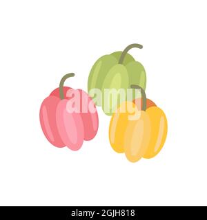 Illustration Set von bulgarischem Pfeffer, Herbstgemüse Stock Vektor