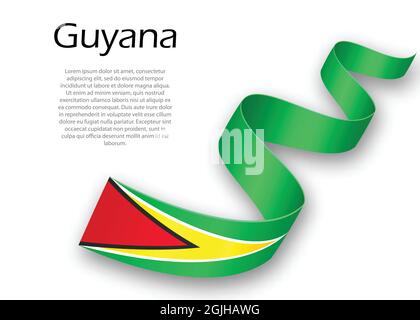 Winkende Band oder Banner mit Flagge von Guyana. Für Independence day Poster Design Template Stock Vektor