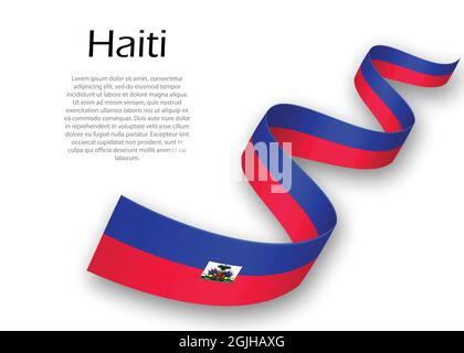 Winkende Band oder Banner mit Flagge Haiti. Für Independence day Poster Design Template Stock Vektor