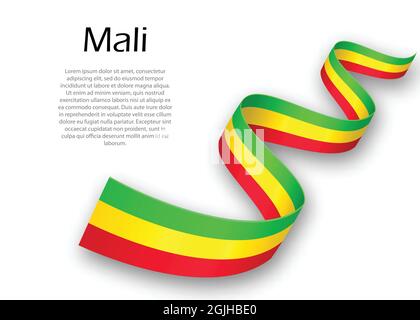 Winkende Band oder Banner mit Flagge von Mali. Für Independence day Poster Design Template Stock Vektor