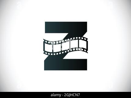 Anfängliches Z-Monogramm-Alphabet mit Filmrolle. Video- und Film-Logo-Konzept. Schrift-Emblem. Logo für das Entertainment-Geschäft und das Unternehmen Stock Vektor