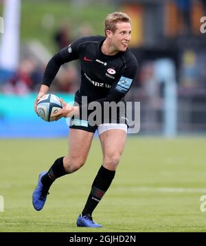 Aktenfoto vom 06-04-2019 von Saracens' Max Malins in Aktion während des Spiels der Gallagher Premiership im Allianz Park, London. Ausgabedatum: Freitag, 10. September 2021. Stockfoto