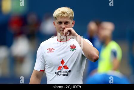 Aktenfoto vom 13-07-2021 des Englands Dan Lancaster während des Guinness Six Nations-Spiels unter 20 Jahren im Cardiff Arms Park, Cardiff. Bilddatum: Dienstag, 13. Juli 2021. Ausgabedatum: Freitag, 10. September 2021. Stockfoto