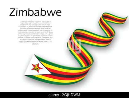 Winkende Band oder Banner mit Fahne von Simbabwe. Für Independence day Poster Design Template Stock Vektor