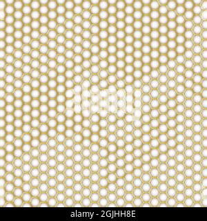 Abstraktes, goldfarbenes und sechseckiges Mosaikmuster. Goldene Rahmen auf weißem Hintergrund. Vektorgrafik Stock Vektor