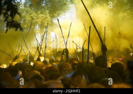 Pattankodoli Haldi jährliches Festival, in Kolhapur, Indien. Stockfoto