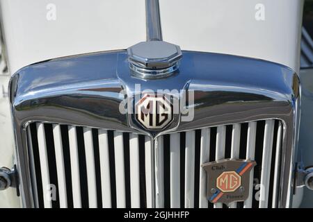 Frontkühler und Grill von Vintage MG Sportwagen Stockfoto