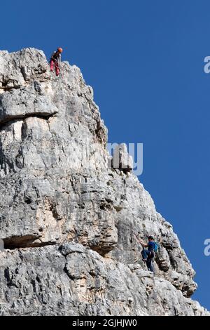 Bergsteigen in den Alpen Stockfoto