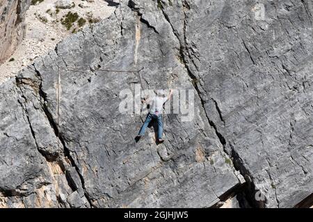 Bergsteigen in den Alpen Stockfoto