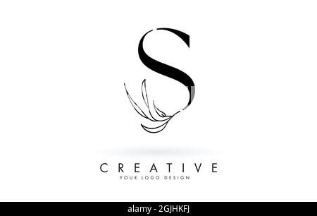 S-Letter-Logo-Design mit eleganten und schlanken Blättern Vektorgrafik. Kreative Ikone mit dem Buchstaben S. Stock Vektor