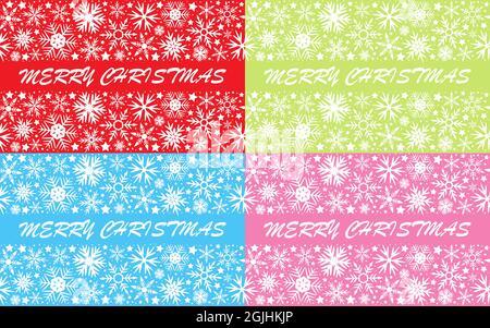 Schneeflocken nahtlose Muster Set für Weihnachten Stock Vektor