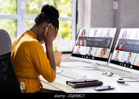 Probleme Mit Dem Verbindungsvideo. Schlechtes Breitbandsignal Stockfoto