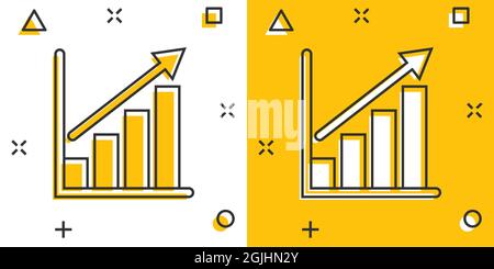 Diagramm-Symbol im Comic-Stil. Pfeil wachsen Cartoon Vektor Illustration auf weißem isolierten Hintergrund. Analyse Splash Effect Business Concept. Stock Vektor
