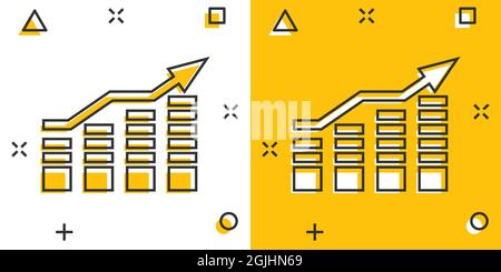 Diagramm-Symbol im Comic-Stil. Pfeil wachsen Cartoon Vektor Illustration auf weißem isolierten Hintergrund. Analyse Splash Effect Business Concept. Stock Vektor