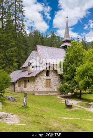 Dolomiti (Italien) - Ein Blick auf die atemberaubenden Dolomiten, UNESCO-Weltkulturerbe, in den Regionen Venetien und Trentino-Südtirol. Stockfoto