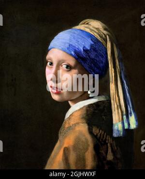 Johannes Vermeer Kunstwerk - Mädchen mit einem Perlenohrring - um 1665 Stockfoto