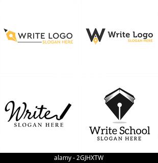 Bildung schreiben Stift Buch Schule Logo Design Stock Vektor