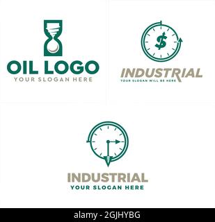 Industriebohrmaschine Öl Gas Logo-Design Stock Vektor