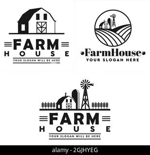 Vintage Farm Badge Logo Design Stock Vektor