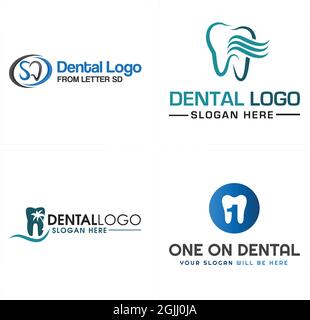 Zahngesundheit Symbol Zahnbaum Palm Logo-Design Stock Vektor