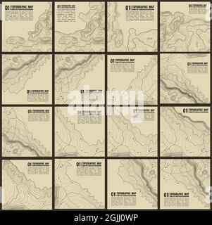 Grauen Konturen vektor Topographie. Geographische Berg Topographie Vector Illustration. Topografische Muster Textur. Karte auf dem Land vektor Gelände Stock Vektor