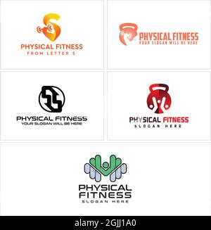 „Physical Fitness People Gym Club“-Logo-Design Stock Vektor