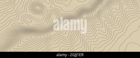 Konturen Vektortopographie. Vektordarstellung der geografischen Bergtopographie. Topografische Mustertextur. Höhenlinien der Höhengrafiken der Höhenlinien. Stock Vektor