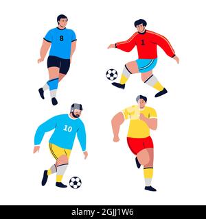 Fußballspieler packen flaches Design Vektor-Illustration. Stock Vektor