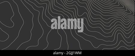 Konturen Vektortopographie. Vektordarstellung der geografischen Bergtopographie. Topografische Mustertextur. Höhenlinien der Höhengrafiken der Höhenlinien. Stock Vektor