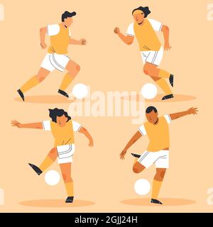 Flache Design Fußballspieler Pack Vector Illustration. Stock Vektor