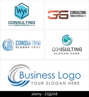 Business Consulting Flugzeug Gebäude Logo Design Stock Vektor