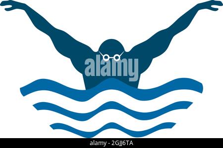 Schwimmverein Logo Design Vektor Illustration Vorlage Stock Vektor