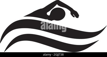 Schwimmverein Logo Design Vektor Illustration Vorlage Stock Vektor