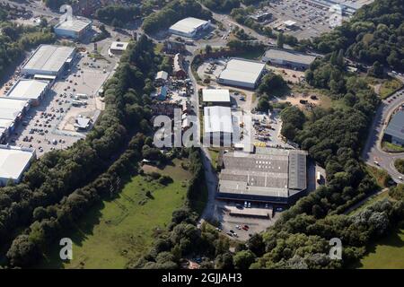 Luftaufnahme von Industrie und Unternehmen in der Twibell Street, Barnsley Stockfoto