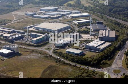 Luftaufnahme des Advanced Manufacturing Park, AMPT, in Catcliffe, Twixt Rotherham und Sheffield, Großbritannien Stockfoto