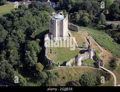 Luftaufnahme des Conisborough Castle in South Yorkshire Stockfoto