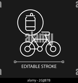 Fahrräder aus Stahlkannen weiße lineare Symbol für dunkle Thema Stock Vektor