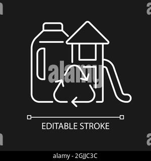 Spielsets aus Kunststoff-Milchflaschen weißes lineares Symbol für dunkles Thema Stock Vektor