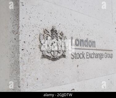 London Stock Exchange Group Schild Detail, City of London. Stockfoto