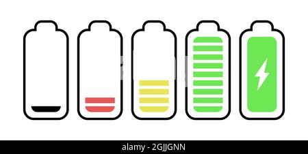 Batteriestandsanzeige. Ladezustand der Akkus Ladeanzeige. Stock Vektor