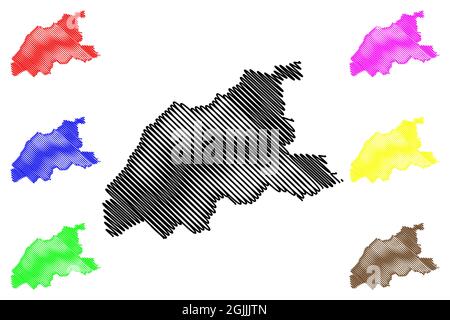 Bezirk Viersen (Bundesrepublik Deutschland, Land Nordrhein-Westfalen, NRW, Region Düsseldorf) Kartenvektordarstellung, Scribble-Skizze Viers Stock Vektor