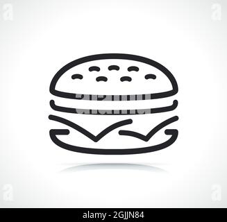 burger Thin Line Icon isoliertes schwarzes Design Stock Vektor