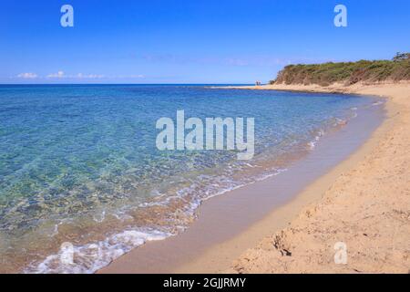 Die schönsten Strände Italiens: Punta Prosciutto in Apulien. Die Küste ist ein Paradies im Herzen des Salento. Stockfoto