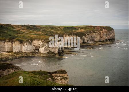 Die Kreidefelsen von Flamborugh Head in East Yorkshire, Großbritannien Stockfoto