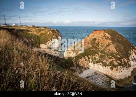 Die Kreidefelsen von Flamborugh Head in East Yorkshire, Großbritannien Stockfoto