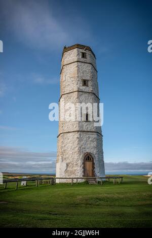 Der Kreideturm-Leuchtturm in der Nähe von Flamborough Head, East Yorkshire, Großbritannien Stockfoto