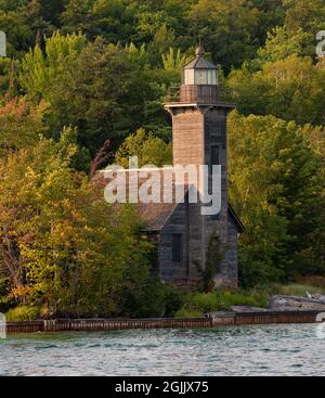 Leuchtturm am East Channel auf Grand Island außerhalb von Munising Michigan Stockfoto